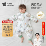 贝肽斯婴儿睡袋春秋竹棉纱布宝宝睡衣分腿儿童防踢被睡袋前6后4灵鹿 S