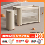 leeoeevee鹿儿拼接床婴儿床可折叠可移动床多功能游戏床新生宝宝床便携床垫 香槟金(皮质款含原装床垫)