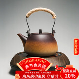 容山堂粗陶茶壶煮茶器茶具套装泡茶壶烧水壶电陶炉围炉煮茶碳炉酒精炉 直钮茶壶小悦黑胡桃电陶炉 780ml