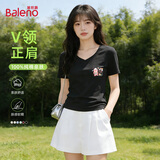 班尼路（Baleno）短袖v领正肩纯棉t恤女2026夏季新款女装爆款显瘦百搭体恤女生上衣