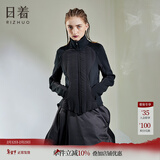 日着原创女装2024年冬季新款修身短款休闲黑色高领轻薄羽绒服女 趣侠黑 XL