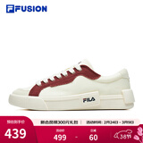 FILA FUSION斐乐女鞋帆布鞋女 低帮板鞋POP轻质帆布鞋休闲运动鞋女 奶白/烧砖红-GF 36
