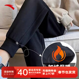 安踏女裤运动裤子女士春冬季款加绒加厚保暖亲肤舒适针织卫裤休闲长裤 【加绒Anta字母标收口】基础黑-4 L (170) /适合110-120斤