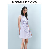 UR春季新款女摩登气质褶皱收腰显瘦无袖连衣裙UYY750030 淡紫 L