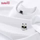 班尼路（Baleno）短袖t恤男夏季纯棉透气国潮熊猫上衣男士宽松简约休闲风五分袖