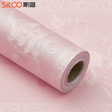 斯图（sitoo）墙纸自粘防水加厚背景墙宿舍卧室客厅寝室春节装饰贴纸3D彩装膜 粉色欧式蔓藤60cm*3米