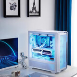 骨伽 乘风MX600 全塔台式玻璃侧透机箱 支持E-ATX主板竖装显卡360水冷/网孔面板 白