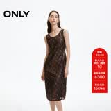 ONLY秋季时尚精致欧根纱开衩收腰显瘦连衣裙女|124307050 H1Z 黑色 S (160) 80A