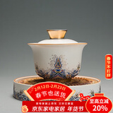 容山堂珐琅彩泡茶杯陶瓷主人杯单杯茶盏公道杯盖碗茶洗壶承茶壶功夫茶具 金丝珐琅壶承+盖碗套装