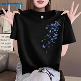 真维斯（Jeanswest）藏青色纯棉短袖t恤女夏季2026新款韩版休闲时尚小个子半袖上衣服