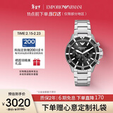 EMPORIO ARMANI阿玛尼三眼多功能计时 水鬼石英手表男士情人节礼物送男友AR11360
