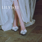 Lily Wei【怦然心动】水晶蝴蝶结高跟鞋成人礼婚鞋女生日礼物送女友高级感 银色【跟高8厘米】 37