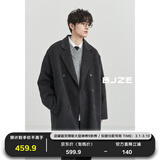 伯爵卓尔羊毛双面呢大衣男中长款2024秋冬新款通勤男装呢子外套 山岩灰 S (165)