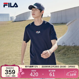 FILA斐乐官方短袖T恤男士夏季时尚纯棉圆领透气运动t恤针织衫