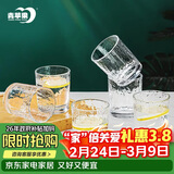 青苹果耐热玻璃水杯咖啡杯220ml6只 家用冰川锤纹茶杯洋酒杯啤酒杯