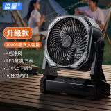 倍量（Doublepow）充电风扇户外露营大风力超长续航便携桌面家用宿舍床上风扇 【升级续航/20000毫安时】黑色