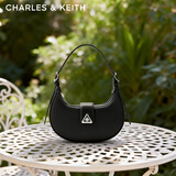 CHARLES&KEITH三角扣新月包腋下包单肩包包女包女友生日女神节礼物CK2-50271205 Noir黑色 S