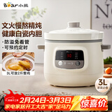 小熊（Bear）电炖锅 电炖盅 煲汤锅 炖汤锅 白瓷炖锅3-4个人用陶瓷全自动煮粥锅 直炖电炖锅 DDG-D30H5 3L