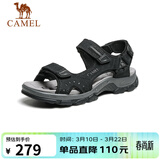 骆驼（CAMEL）魔术贴沙滩户外徒步登山男士休闲凉鞋 GE12220536 黑色 42