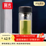 富光男女士双层玻璃杯 高硼硅玻璃304茶隔水杯子 带茶隔泡茶杯500ml