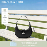 CHARLES&KEITH三角扣新月包腋下包单肩包包女包女友生日女神节礼物CK2-50271205 Noir黑色 S