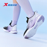 特步（XTEP）童鞋儿童氢风9.0女生旋钮扣跑鞋透气运动鞋 黑/罗兰紫 36