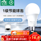雷士（NVC）灯泡led超亮E27螺口高亮节能灯泡家用商用省电球泡光源 力荐-纯净光14W-E27白光-1级能效