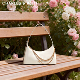 CHARLES&KEITH柔软拉链式褶皱单肩包腋下包包女包女士生日礼物CK2-40782472 Cream奶白色 S