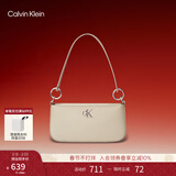 Calvin Klein时尚腋下包礼物休闲通勤洋气包包金属字母拉链CK女包单肩法棍包 67U-牛奶白 OS