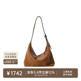 裘真38节礼物【明星同款】植鞣胎牛皮腋下经典hobo包通勤真皮女包 大象灰-小号(胎牛皮版) 小包/大包