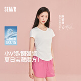 森马（Semir）短袖t恤女短款修身圆领内搭26夏凉感收腰V领上衣辣妹109326100003