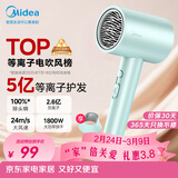 美的（Midea）5亿等离子护发电吹风 家用负离子护发吹风筒 1800W大功率快干便携吹风机 FJ308绿 节日/生日礼物