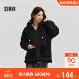 森马（Semir）森马外套女仿羊羔毛摇粒绒双面穿连帽重磅夹克24新款109724108002