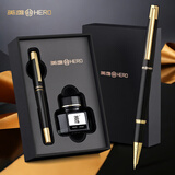 英雄（HERO）钢笔/美工钢笔商务办公暗尖铱金钢笔书写练字书法墨水笔285 钢笔套装-黑色【笔尖0.5mm】