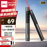 得力（deli）红光激光笔 翻页笔教师用演讲笔 PPT翻页笔 投影笔激光翻页笔极速快充 无线演示 黑色MA120