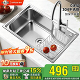 箭牌304不锈钢洗菜盆水槽单槽厨房水槽小户型洗碗池【焕新补贴15%】