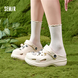 Semir官方正品防滑踩屎感包头软底洞洞鞋 SML262001 巴洛克米白34-35