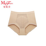 曼妮芬高腰低角裤内裤女士性感蕾丝底裤舒适棉底裆裤子20640569 110 肤色 L (165)