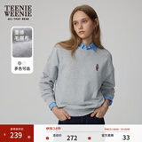 Teenie Weenie小熊秋季简约圆领套头卫衣学院风短款上衣休闲时尚女 浅灰色 M (165)