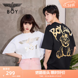 BOY LONDON夏季短袖情侣男女同款小熊涂鸦满印潮牌T恤N01909 黑色 S 此款偏大，建议拍小一码