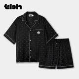 野兽派家居（tbh）睡衣男士 熊猫嘭嘭星光缎家居服长款套装加厚可外穿睡衣女冬 熊猫嘭嘭星光缎家居服套装 短款 黑色波点 M