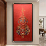 手工钉珠高端刺绣装饰画新中式玄关葫芦苏绣挂画走廊走道壁画喜庆 高档手工钉珠百福图A款 高度160宽度80cm 高档刺绣款【无珍珠款】 刺绣工艺+实木边框+钢化玻璃