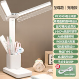 小米家（MI）同款台灯充插两用LED触摸学习卧寝室阅读台灯床头灯 双头充电款【三色温+笔筒】+线