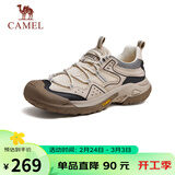 骆驼（CAMEL）踏山男士户外登山复古网面休闲低帮徒步鞋 G14S342046 杏色 42