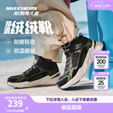 Skechers斯凯奇儿童秋冬休闲男女童二棉鞋轻质加绒保暖靴405222L/302583L 男童/黑色/绿色/BKGR 34