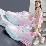 2026春秋季新款女童鞋子粉色儿童运动鞋中大童休闲跑步鞋李宁同款 2606粉色网面 36 码鞋内长23CM
