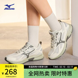 美津浓（MIZUNO）【SPEED】运动跑步鞋男女星速鞋复古老爹鞋透气缓震跑鞋 07/棉白/暗灰裙 37 (235mm)