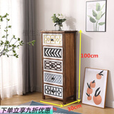 华莱德美式实木免安装复古小床头柜简约抽屉收纳柜卧室柜客厅靠墙柜子 烤色五层 整装