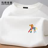 马克华菲短袖t恤男士2026夏季新款纯棉宽松体恤男高端正肩上衣 白色 L