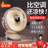 牧安宁【五档变频风扇】桌面usb小风扇办公室学生宿舍床上车载户外婴儿车夹子式小型电扇台式大风力制冷 白【升级数显款】可用7天丨充插两用丨五档大风力